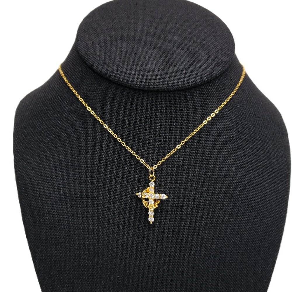 14K Gold 18" Mens 1ct Diamond Cross Necklace Guys Christian 14 K Silver Jewelry